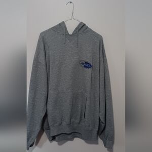 Brooks Gray Hoodie with Blue Logo